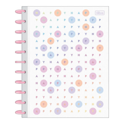 Caderno Espiral Universitário Grande Capa Dura 80 Folhas Tilidisco - Happy Caderno Espiral Universitário Grande Capa Dura 80 Folhas Tilidisco - Happy