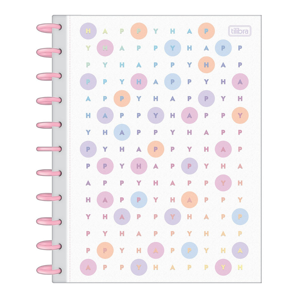 Caderno Espiral Universitário Grande Capa Dura 80 Folhas Tilidisco - Happy Caderno Espiral Universitário Grande Capa Dura 80 Folhas Tilidisco - Happy