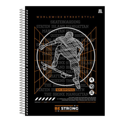 Caderno Espiral Universitário Grande Capa Dura 160 Folhas 10 Matérias Be Strong - Estampas Sortidas