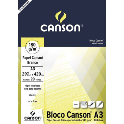 Bloco Desenho A3 Com 20 Folhas 180g - Branco Bloco Desenho A3 Com 20 Folhas 180g - Branco