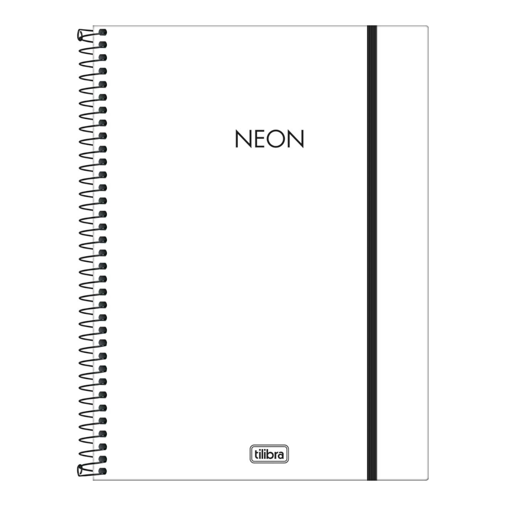 Caderno Espiral Universitário Grande Capa Plástica 160 Folhas 10 Matérias Neon - Branco Caderno Espiral Universitário Grande Capa Plástica 160 Folhas 10 Matérias Neon - Branco