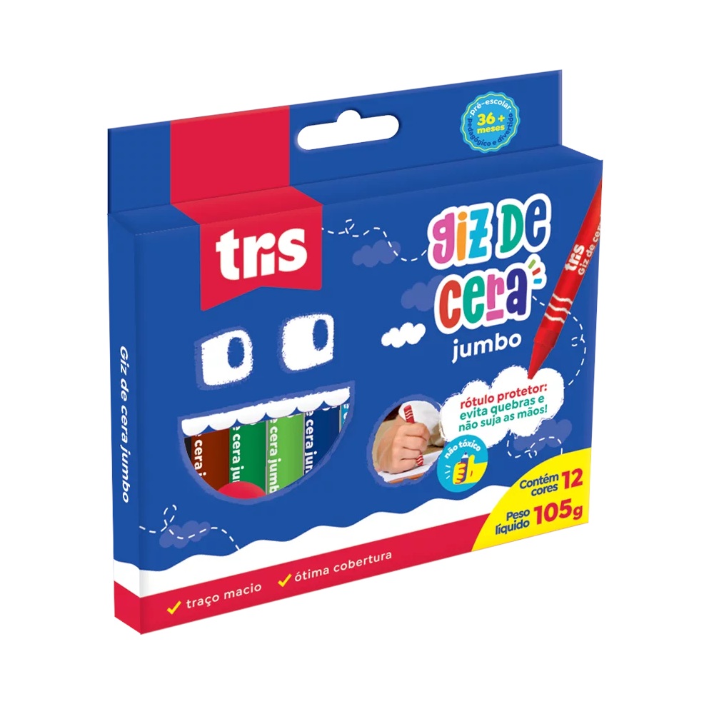 Giz De Cera Jumbo Com 12 Cores Giz De Cera Jumbo Com 12 Cores