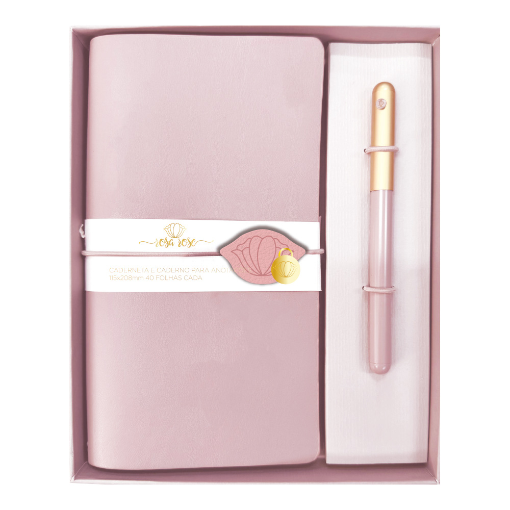 Planner + Caderneta + Caneta - Rosa Rose Planner + Caderneta + Caneta - Rosa Rose