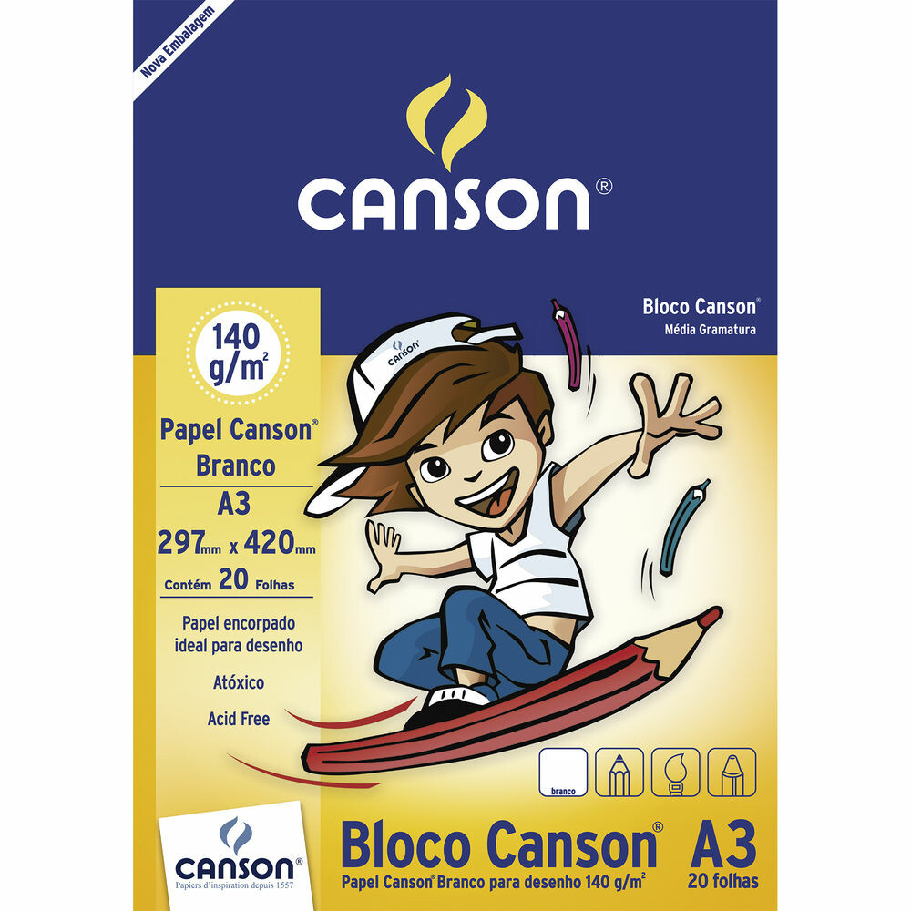 Bloco Desenho A3 Com 20 Folhas - Branco Bloco Desenho A3 Com 20 Folhas - Branco
