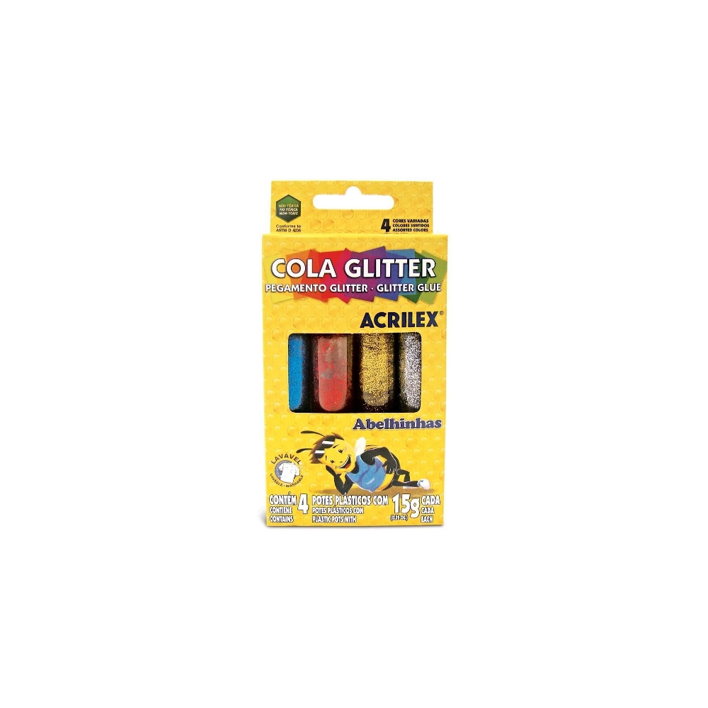 Cola Glitter 15 Gramas - Com 4 Cores Cola Glitter 15 Gramas - Com 4 Cores