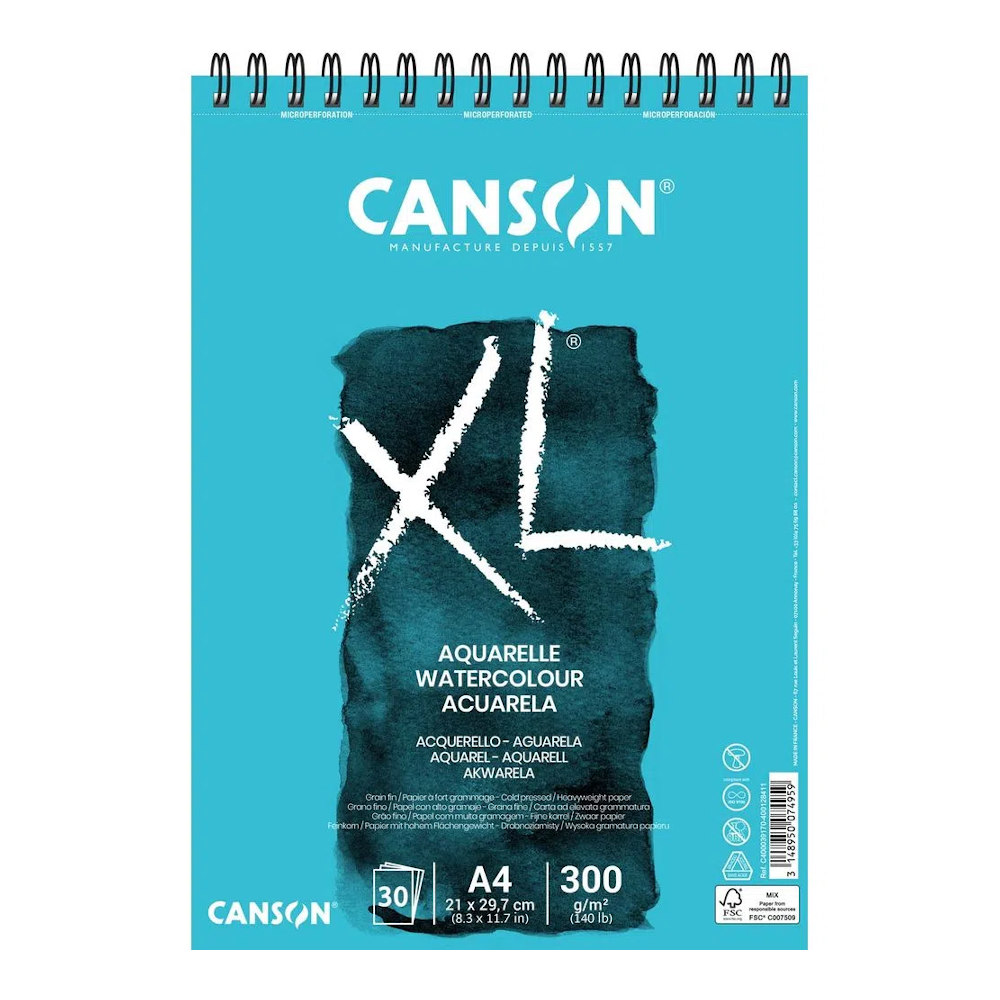 Bloco Espiral xl Aquarelle A4 Com 30 Folhas - Azul Bloco Espiral xl Aquarelle A4 Com 30 Folhas - Azul
