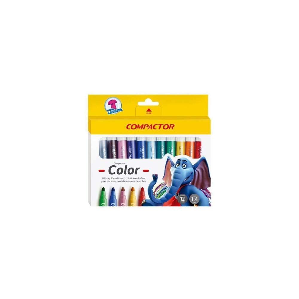 Caneta Hidrográfica Compactor Color Com 12 Unidades Caneta Hidrográfica Compactor Color Com 12 Unidades