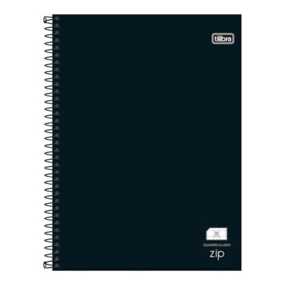 Caderno Espiral Universitário Grande Capa Dura 48 Folhas Quadriculado 5x5mm Zip - Preto