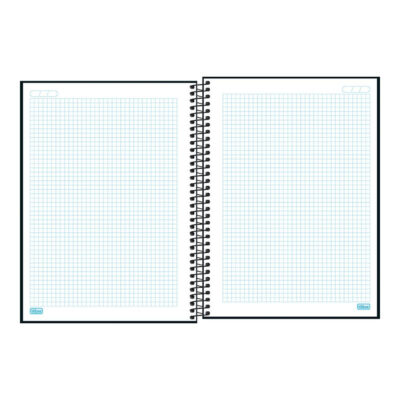 Caderno Espiral Universitário Grande Capa Dura 48 Folhas Quadriculado 5x5mm Zip – Preto