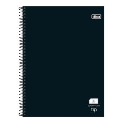 Caderno Espiral Universitário Grande Capa Dura 48 Folhas Quadriculado 7x7mm Zip - Preto