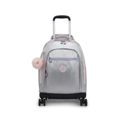 Mochila Kipling Com Rodinhas New Zea - Silver Glow Metálica