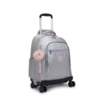 Mochila Kipling Com Rodinhas New Zea - Silver Glow Metálica