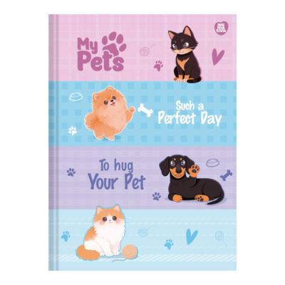 Caderno Brochura Costurado Sem Mola Universitário Grande Capa Dura 80 Folhas My Pets – Estampas Sort