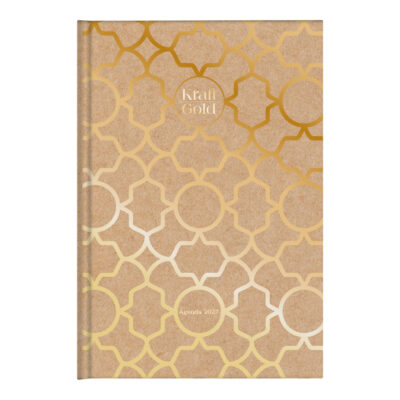 Agenda Costurada Kraft Gold 2027 – Estampas Sortidas