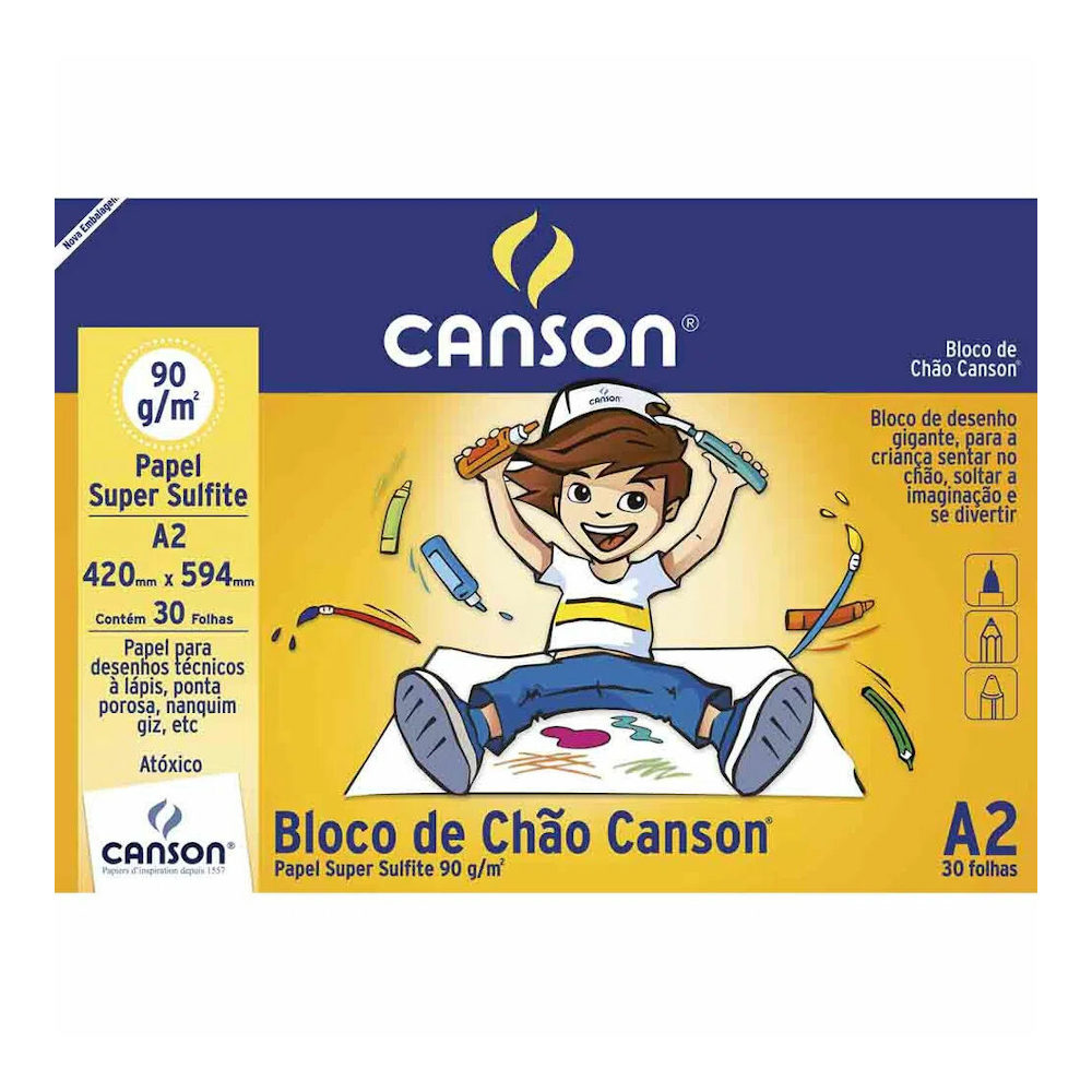 Bloco De Chão A2 Para Desenho Com 50 Folhas 90g/M² - Branco Bloco De Chão A2 Para Desenho Com 50 Folhas 90g/M² - Branco