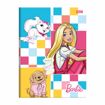 Caderno Brochura Costurado Sem Mola Universitário Grande Capa Dura 48 Folhas Barbie - Estampas Sorti