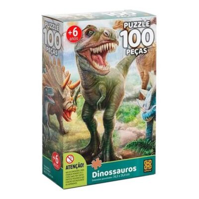 Quebra-Cabeça Com 100 Peças - Dinossauros
