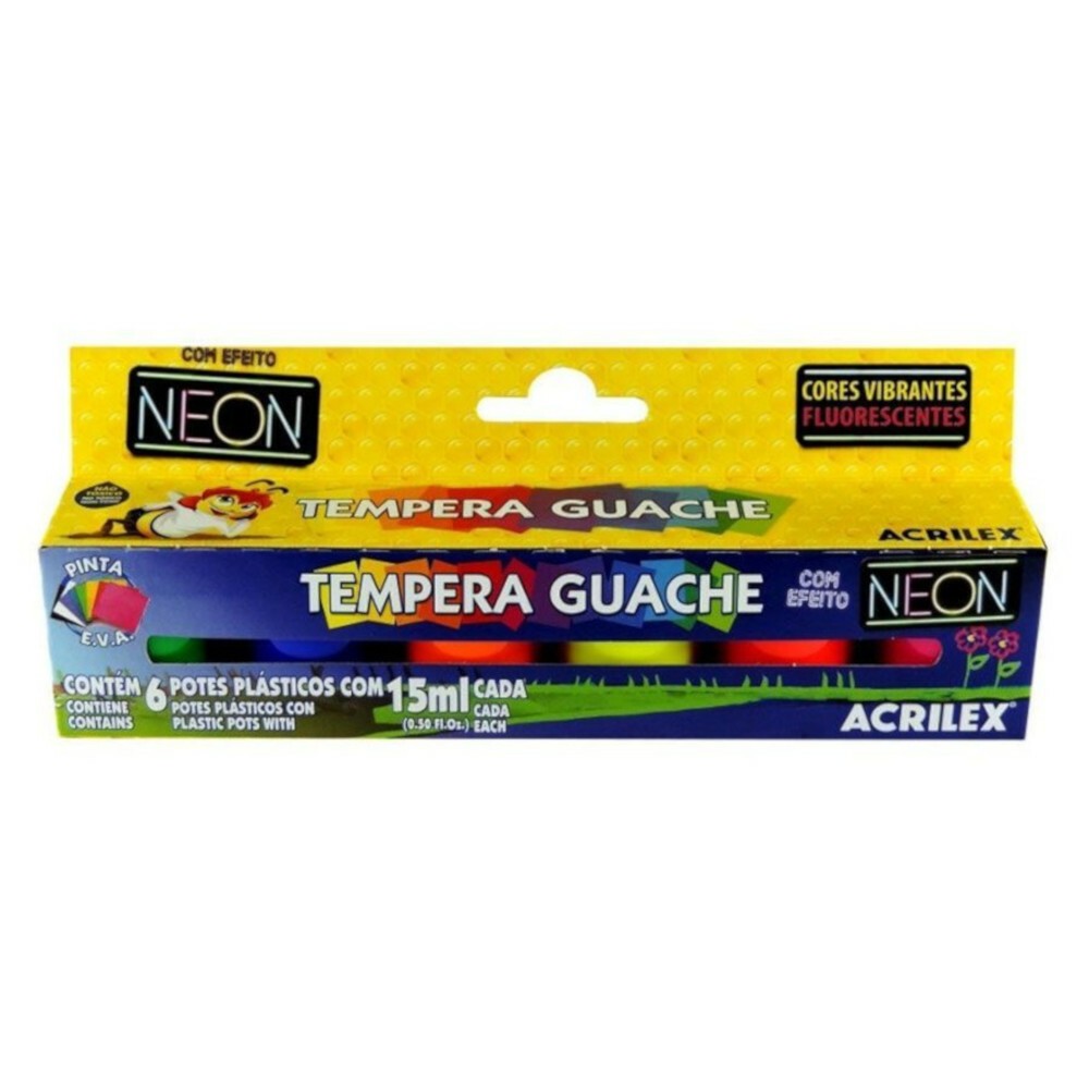 Tinta Guache 15ml Com 6 Cores - Neon Tinta Guache 15ml Com 6 Cores - Neon