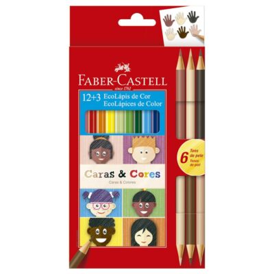 Kit Lápis De Cor Ecolápis Com 12 Cores + 3 bicolor = 6 Tons De Pele Kit Lápis De Cor Ecolápis Com 12 Cores + 3 bicolor = 6 Tons De Pele