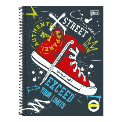 Caderno Espiral Universitário Grande Capa Dura 256 Folhas 16 Matérias Pepper - Estampas Sortidos