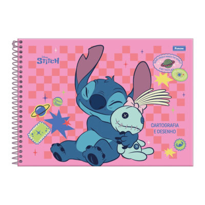 Caderno De Desenho/Cartografia Espiral 80 Folhas Stitch – Estampas Diversas