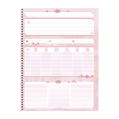 Caderno Espiral Universitário Grande Capa Dura 160 Folhas 10 Matérias Rosa Rosé – Estampas Sortidas