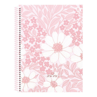 Caderno Espiral Universitário Grande Capa Dura 80 Folhas Rosa Rosé - Estampas Sortidas