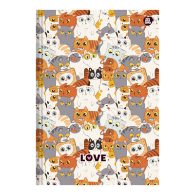 Caderno Brochura Costurado Sem Mola Universitário Grande Capa Dura 80 Folhas Love – Estampas Sortida
