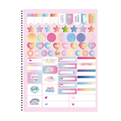 Caderno Espiral  universitário Grande Capa Dura 160 Folhas 10 Matérias Clean – Estampas Sortidas