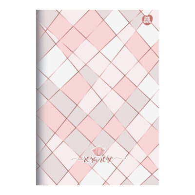 Caderno 1/4 Pequeno Brochura Costurado Sem Mola Capa Dura 80 Folhas Rosa Rosé - Estampas Sortidas