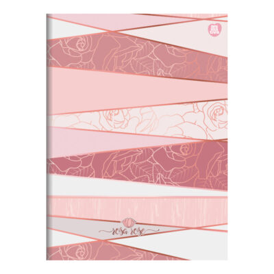Caderno 1/4 Pequeno Brochura Costurado Sem Mola Capa Flexível 32 Folhas Rosa Rosé - Estampas Sortida