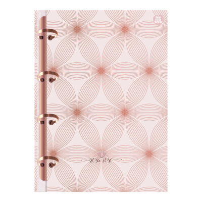 Fichário Caderno Argolado Colegial Com 4 Argolas Rosa Rosé - Estampas Sortidas