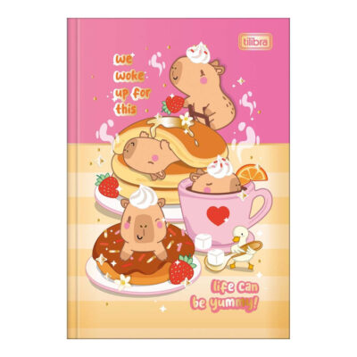 Caderno 1/4 Pequeno Brochura Costurado Sem Mola Capa Dura 80 Folhas Capyclub - Estampas Sortidas
