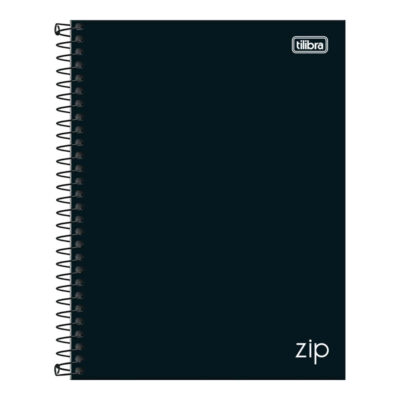 Caderno Espiral Universitário Grande Capa Dura 160 Folhas 10 Matérias Zip - Preto