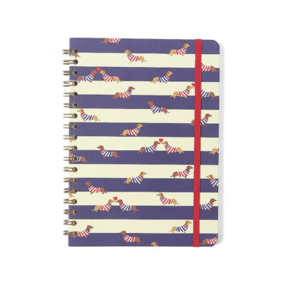 Caderno Colegial Médio Espiral 80 Folhas Capa Dura Pautado - Praia- cachorros