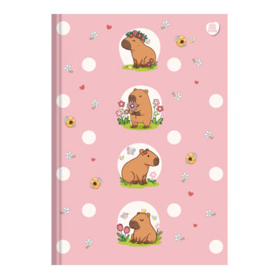Caderno Brochura Costurado Sem Mola Universitário Grande Capa Dura 80 Folhas Capycuties - Estampas S
