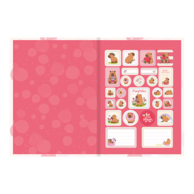 Caderno Brochura Costurado Sem Mola Universitário Grande Capa Dura 80 Folhas Capycuties – Estampas S
