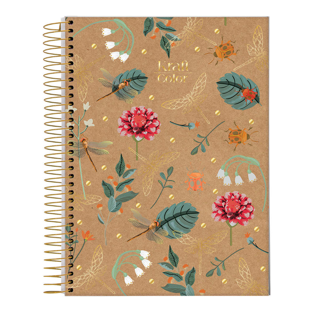 Caderno Espiral Universitário Grande Capa Dura 80 Folhas Kraft Color - Estampas Sortidas Caderno Espiral Universitário Grande Capa Dura 80 Folhas Kraft Color - Estampas Sortidas
