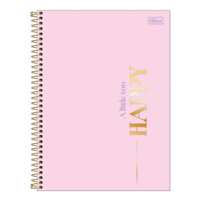 Caderno Espiral Universitário Grande Capa Dura 80 Folhas Happy - Cores Sortidas
