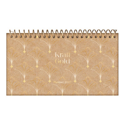 Agenda Planner Espiral Diária Kraft Gold 2026 - Estampas Sortidas
