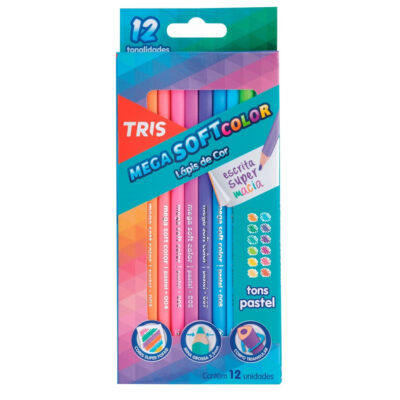 Kit Lápis De Cor Mega Soft Color - Com 12 Cores
