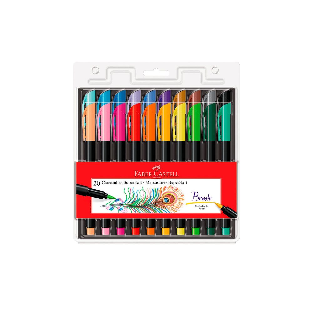Kit Canetinhas Brush Supersoft Ponta Pincel Com 20 Cores Kit Canetinhas Brush Supersoft Ponta Pincel Com 20 Cores