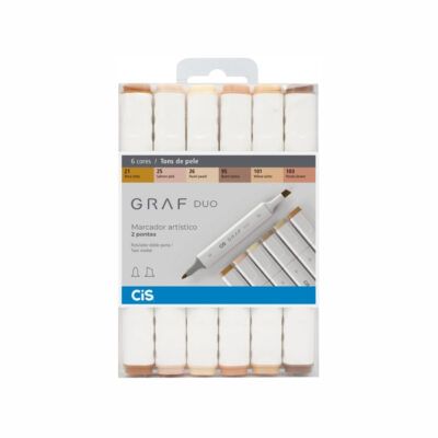 Marcador Artístico Graf Duo Com 6 Cores Tons De Pele Marcador Artístico Graf Duo Com 6 Cores Tons De Pele