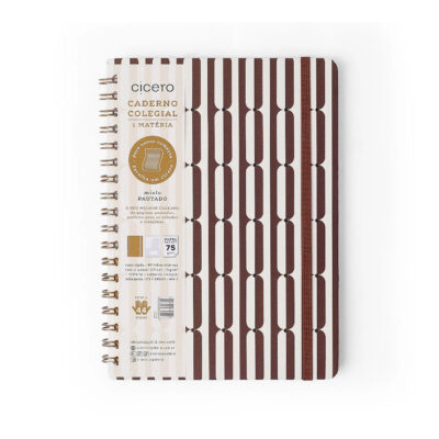 Caderno Colegial Médio Espiral 80 Folhas Capa Dura – Veredas – Marrom