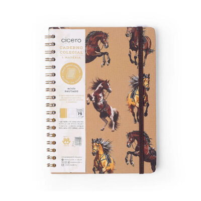 Caderno Colegial Médio Espiral 80 Folhas Capa Dura – Haras – Puro Sangue