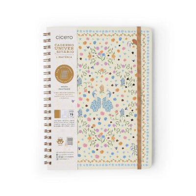 Caderno Espiral Universitário Grande Capa Dura 80 Folhas Relicário – Realeza Off White