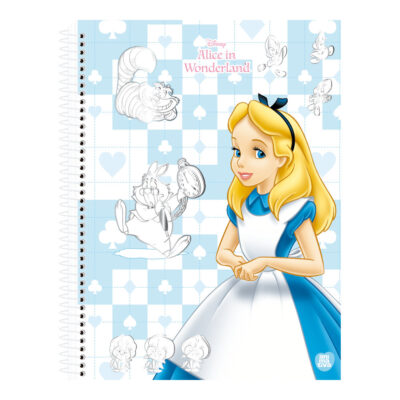 Caderno Espiral Universitário Grande Capa Dura 80 Folhas Alice In Wonderland - Estampas Sortidas